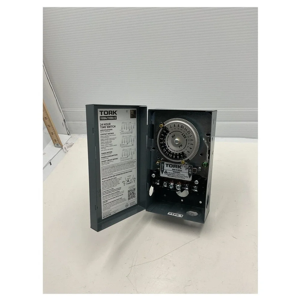 Tork 1109A 24 Hour Mechanical‎ Time Switch 40A 120V-277V SPST/DPST Type 1